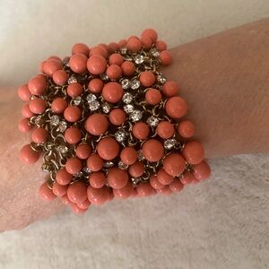 Costume jewelry  Coral Beaded Bracelet with stones